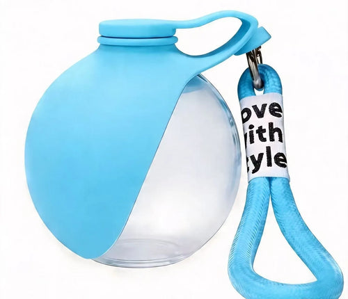 2-In-1 Dog Water Bottle Outdoor Walking Folding Portable Plastic Water Cup with Lanyard Hook Leakproof Dog Water Drink Bottle