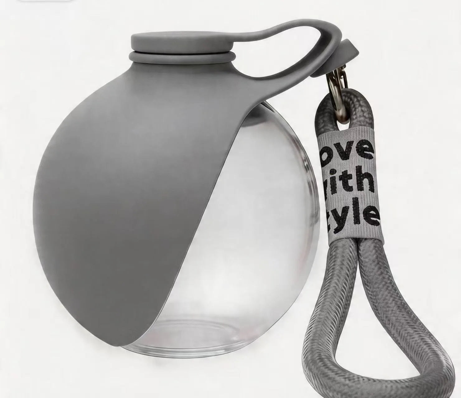 2-In-1 Dog Water Bottle Outdoor Walking Folding Portable Plastic Water Cup with Lanyard Hook Leakproof Dog Water Drink Bottle